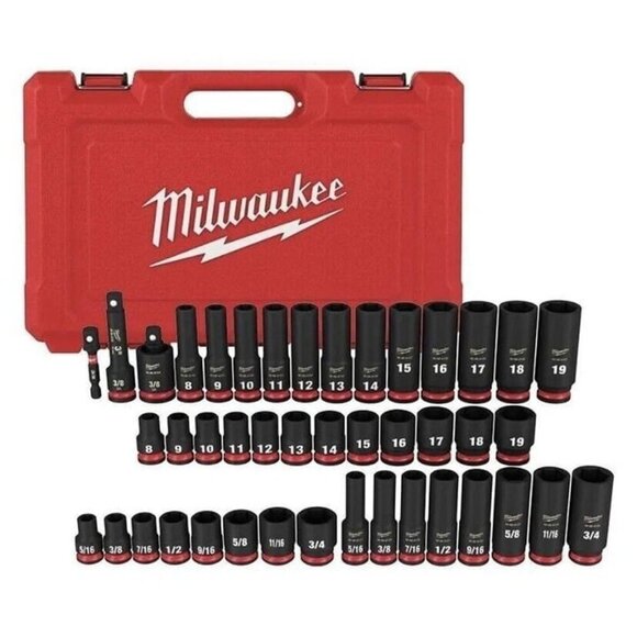 Milwaukee 49-66-7009 SHOCKWAVE 3/8" Impact Duty SAE/Metric 43 PC Socket Set - Picture 1 of 9